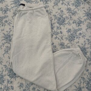 Brandy Melville White Heather Joggers (One Size)